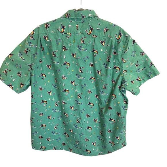 Ralph Lauren Men's XXL Green Graphic fish Print Short Sleeve Oxford Shirt - Picture 2 of 3